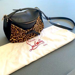 LOUBOUTIN Salina Black&Leopard Print Messenger Bag
